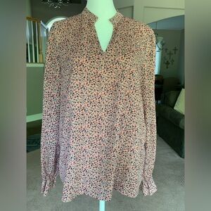 XL Pink Floral Print Long sleeve  Blouse, SHEIN, EUC